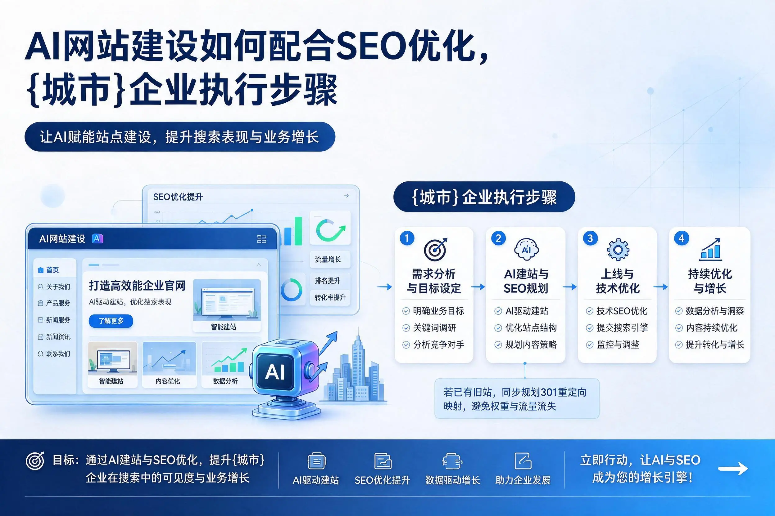 AI网站建设如何配合SEO优化,秦皇岛企业执行步骤