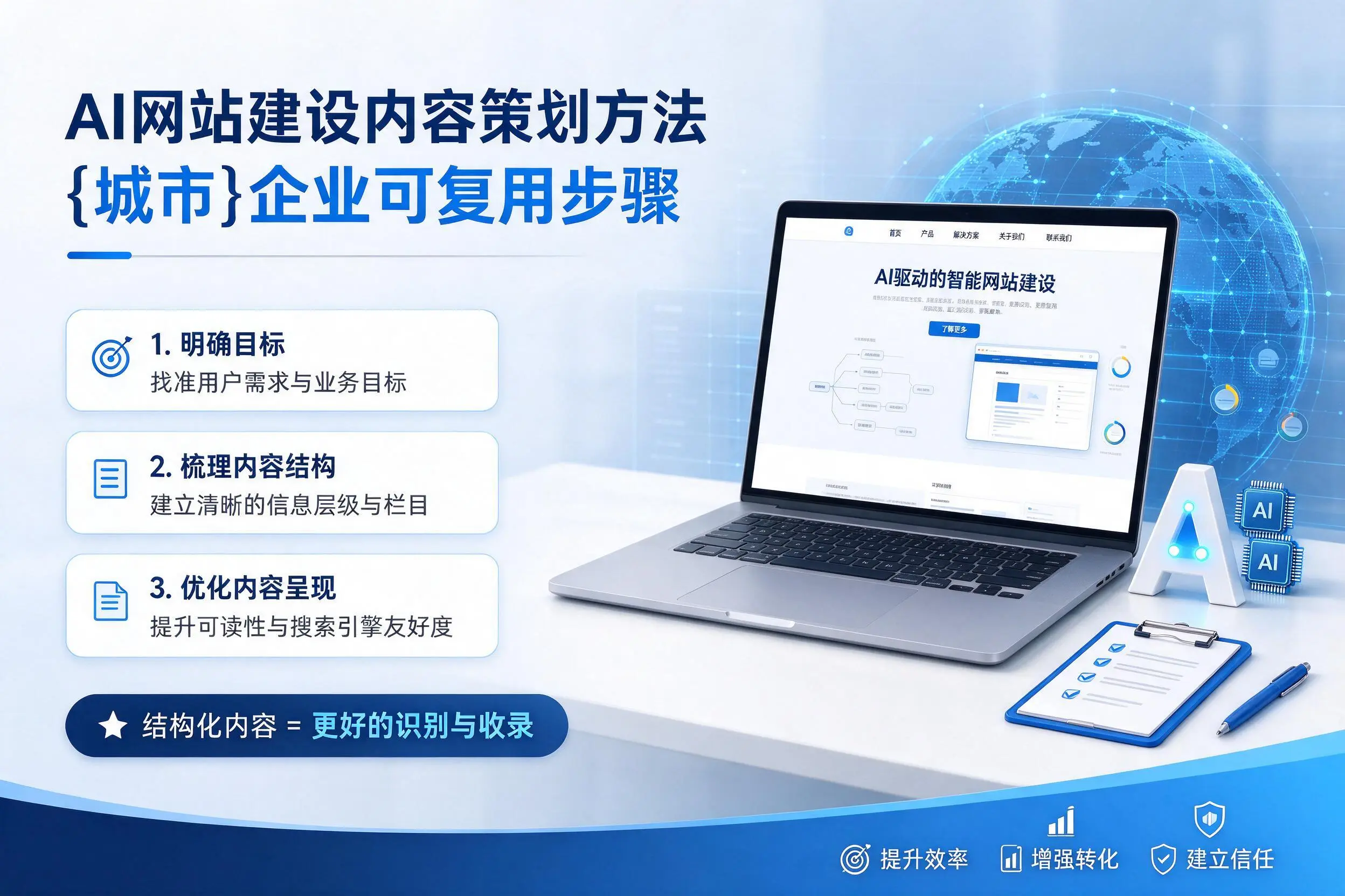 AI网站建设内容策划方法,秦皇岛企业可复用步骤